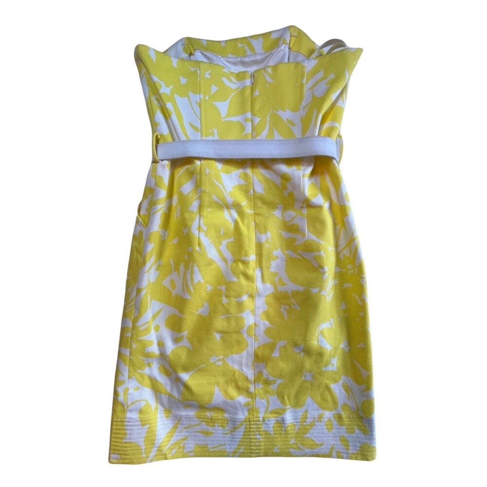 Shoshanna Dress Mini Sweetheart Strapless Yellow White Floral Tropical Cotton 4 - Picture 14 of 15